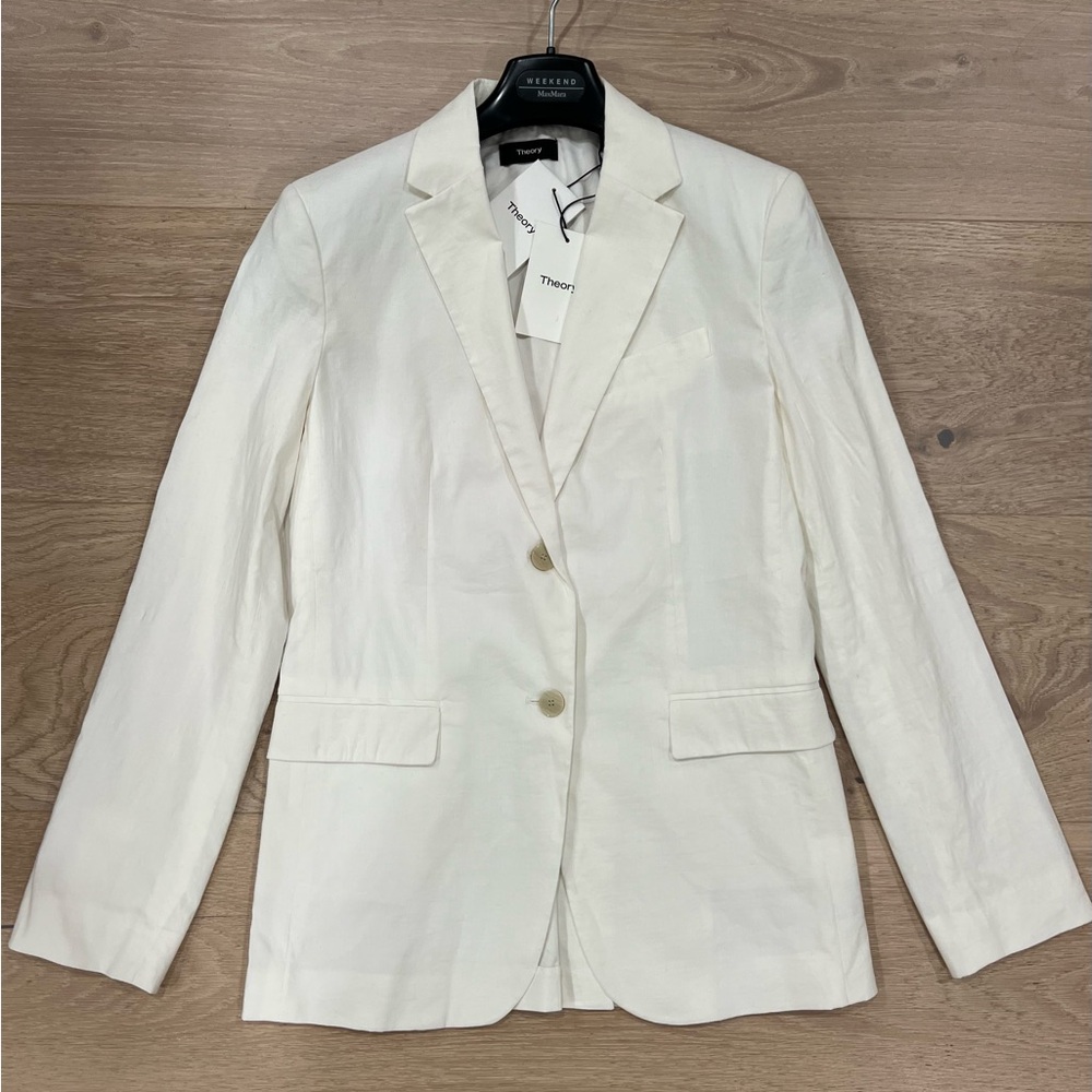 Theory Women's White Linen Blazer